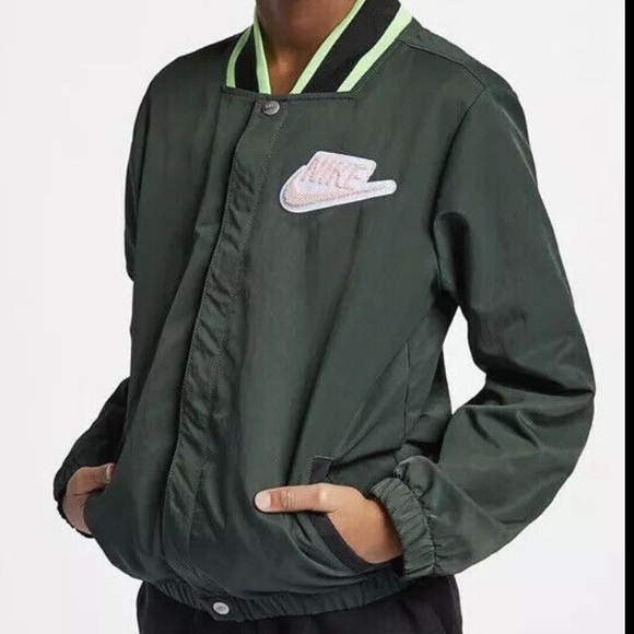 Nike hoopfly snap front reversible packable bomber jacket kids medium - Picture 1 of 13